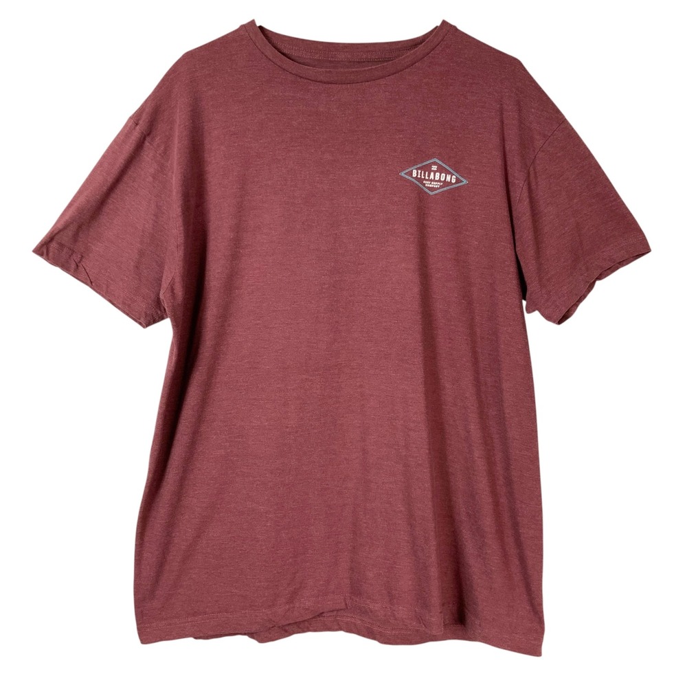Billabong Heather Burgundy Graphic T-Shirt XL Pullover Crew Neck Short Sleeve